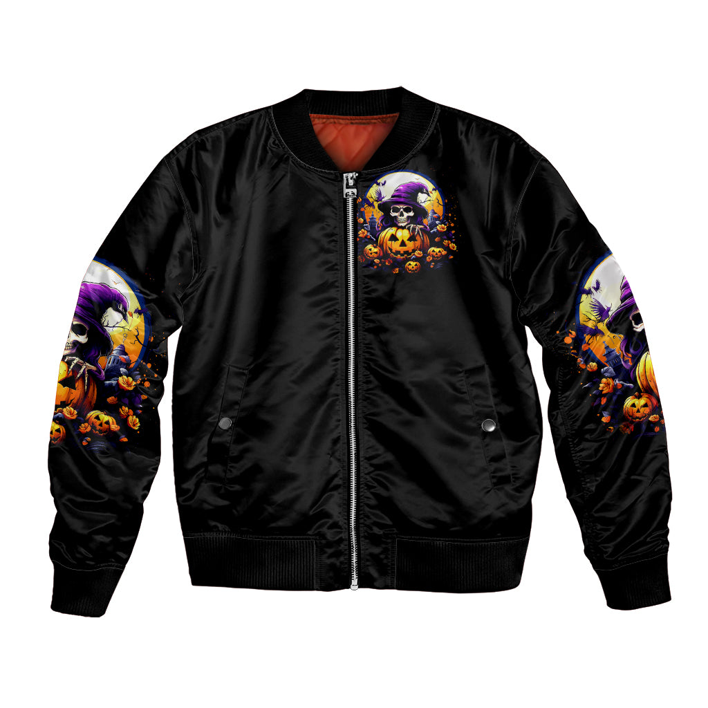 Pumpkin Witch Skull Bomber Jacket In My Defense The Moon Was Full And I Was Left Unsupervided