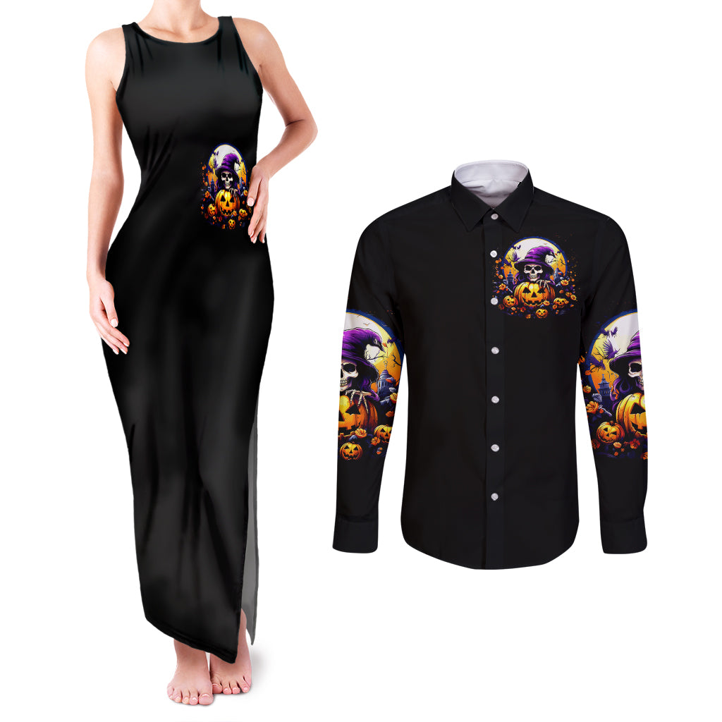pumpkin-witch-skull-couples-matching-tank-maxi-dress-and-long-sleeve-button-shirts-in-my-defense-the-moon-was-full-and-i-was-left-unsupervided
