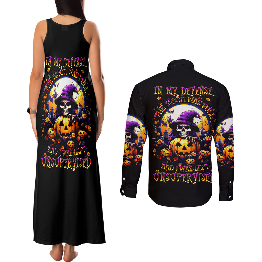 pumpkin-witch-skull-couples-matching-tank-maxi-dress-and-long-sleeve-button-shirts-in-my-defense-the-moon-was-full-and-i-was-left-unsupervided