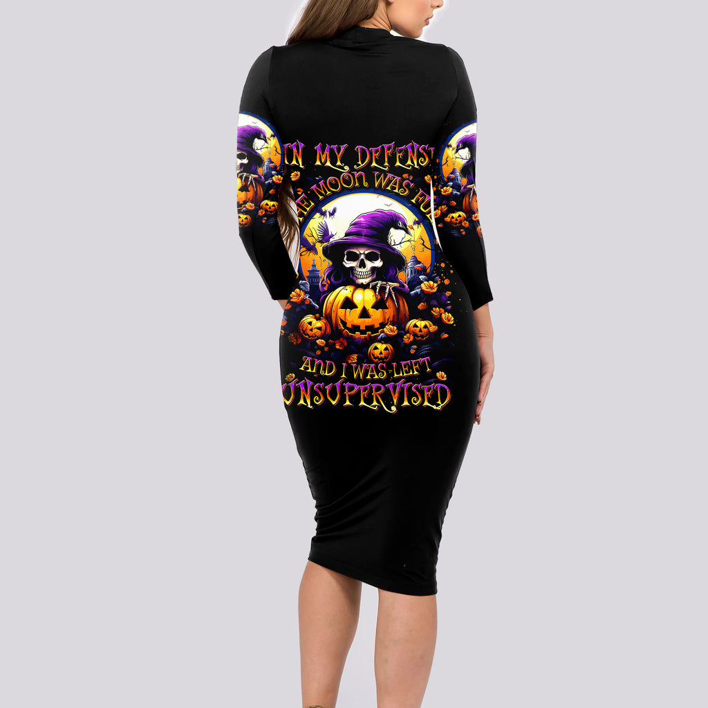 pumpkin-witch-skull-long-sleeve-bodycon-dress-in-my-defense-the-moon-was-full-and-i-was-left-unsupervided