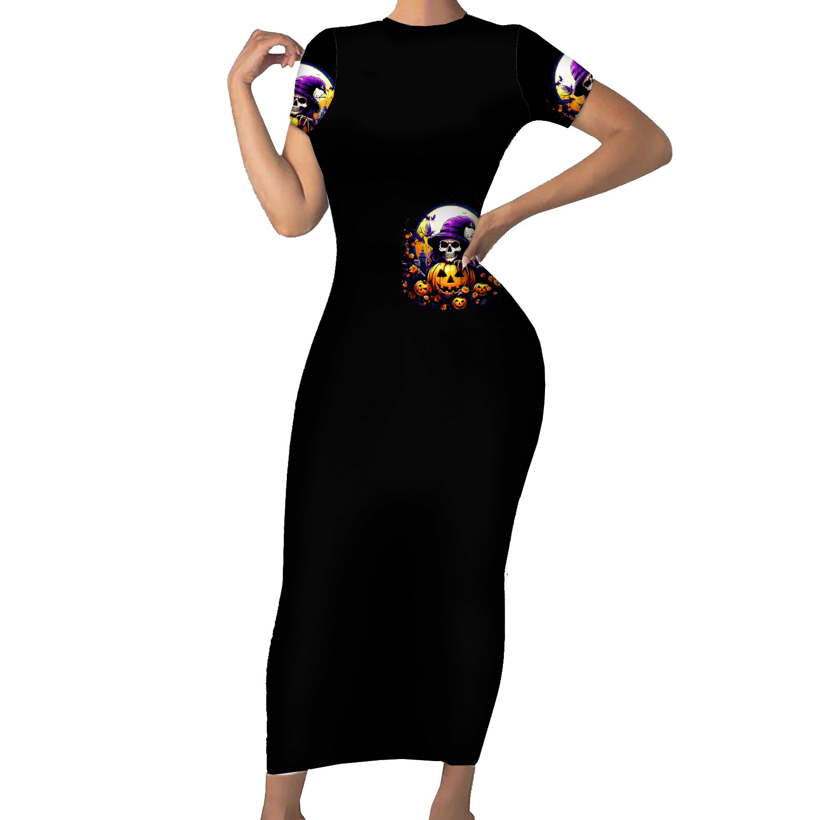 pumpkin-witch-skull-short-sleeve-bodycon-dress-in-my-defense-the-moon-was-full-and-i-was-left-unsupervided