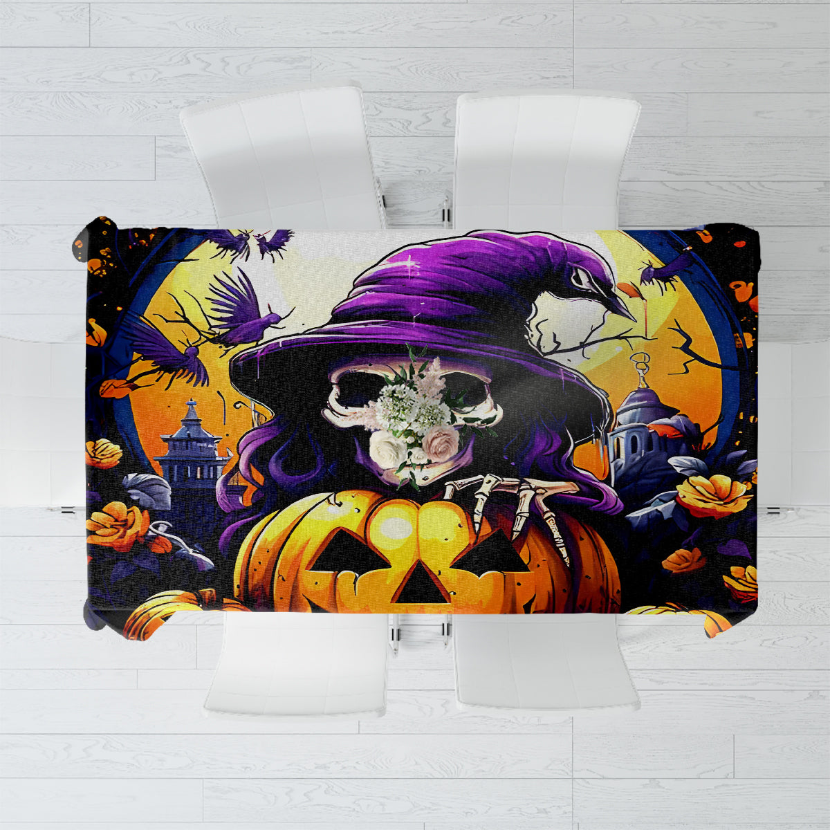 Pumpkin Witch Skull Tablecloth In My Defense The Moon Was Full And I Was Left Unsupervided