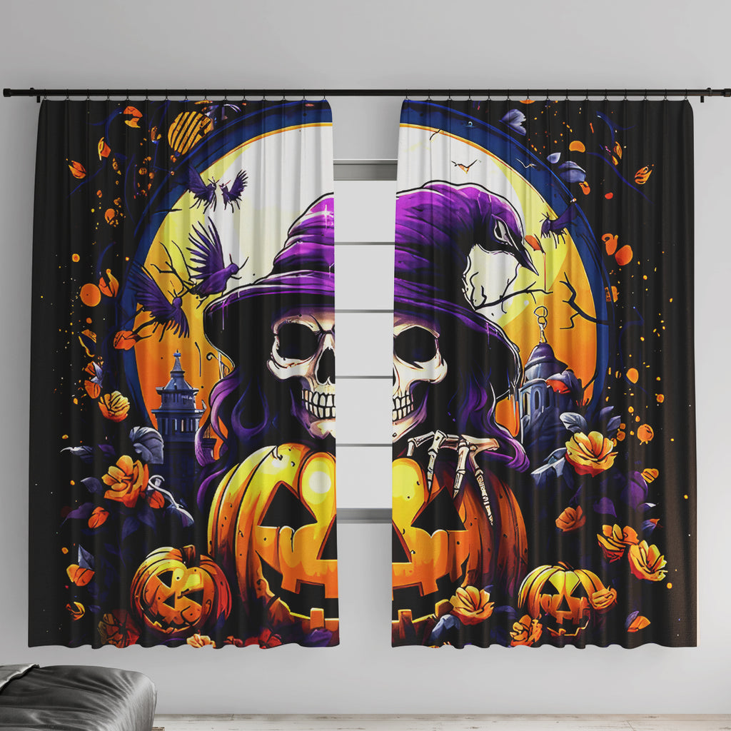 Pumpkin Witch Skull Window Curtain In My Defense The Moon Was Full And I Was Left Unsupervided