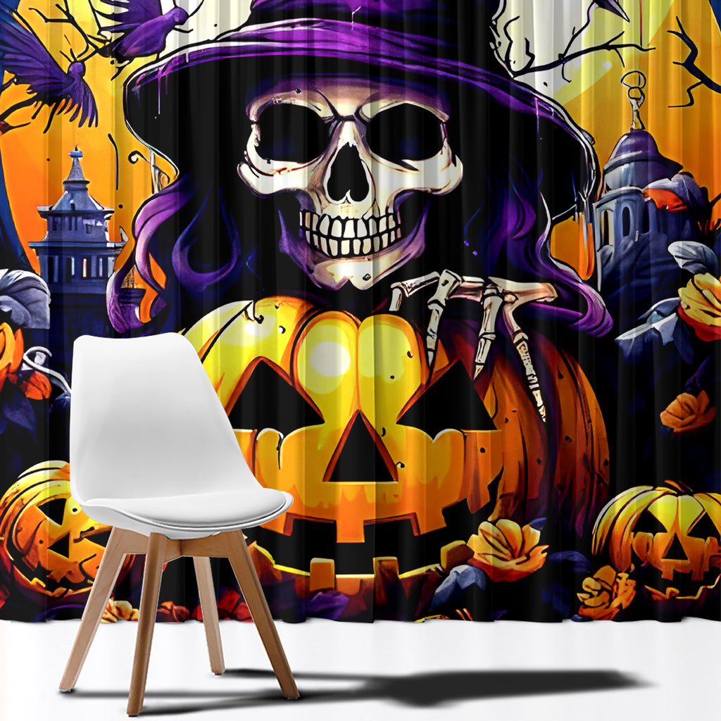 Pumpkin Witch Skull Window Curtain In My Defense The Moon Was Full And I Was Left Unsupervided