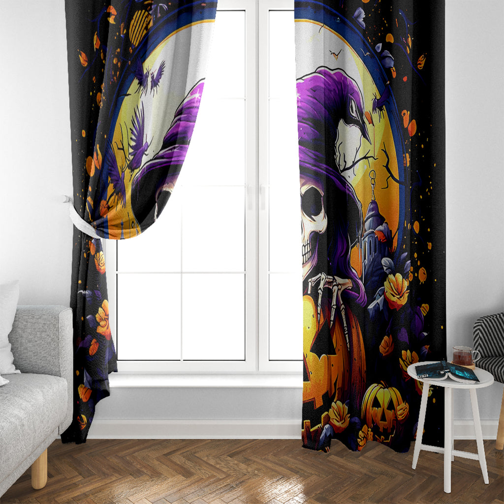 Pumpkin Witch Skull Window Curtain In My Defense The Moon Was Full And I Was Left Unsupervided