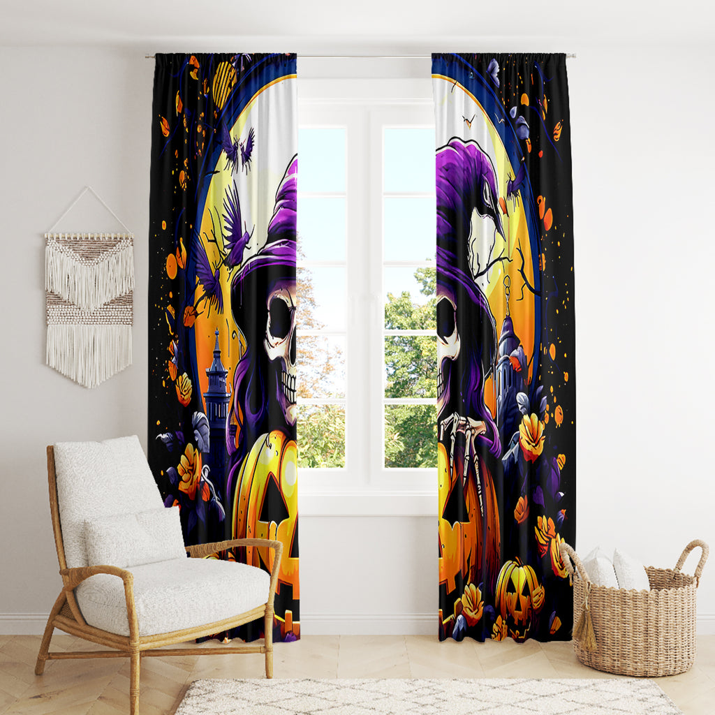 Pumpkin Witch Skull Window Curtain In My Defense The Moon Was Full And I Was Left Unsupervided