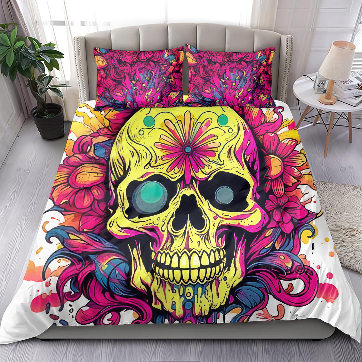 Flower Skull Bedding Set Judge Me When You're Perfect Otherwise Shut Up