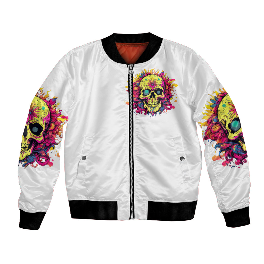 Flower Skull Bomber Jacket Judge Me When You're Perfect Otherwise Shut Up