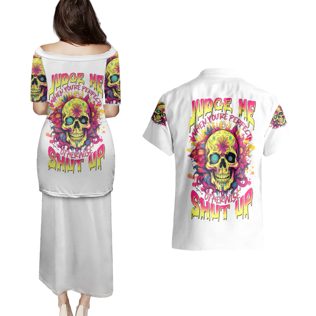 flower-skull-couples-matching-puletasi-dress-and-hawaiian-shirt-judge-me-when-youre-perfect-otherwise-shut-up