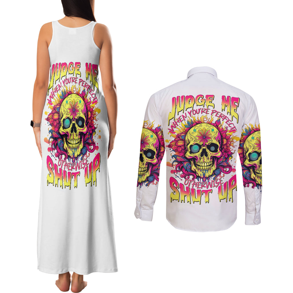 flower-skull-couples-matching-tank-maxi-dress-and-long-sleeve-button-shirts-judge-me-when-youre-perfect-otherwise-shut-up
