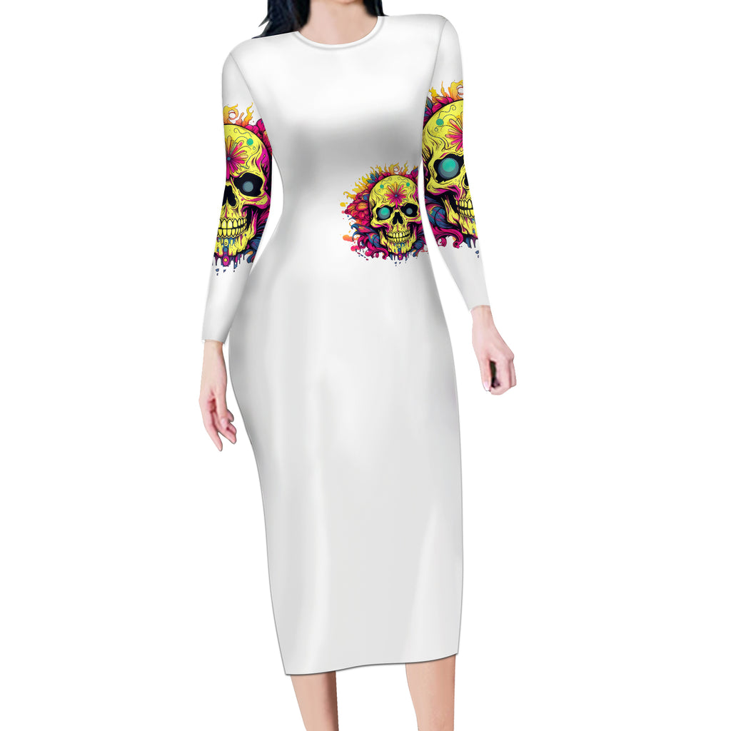 Flower Skull Long Sleeve Bodycon Dress Judge Me When You're Perfect Otherwise Shut Up