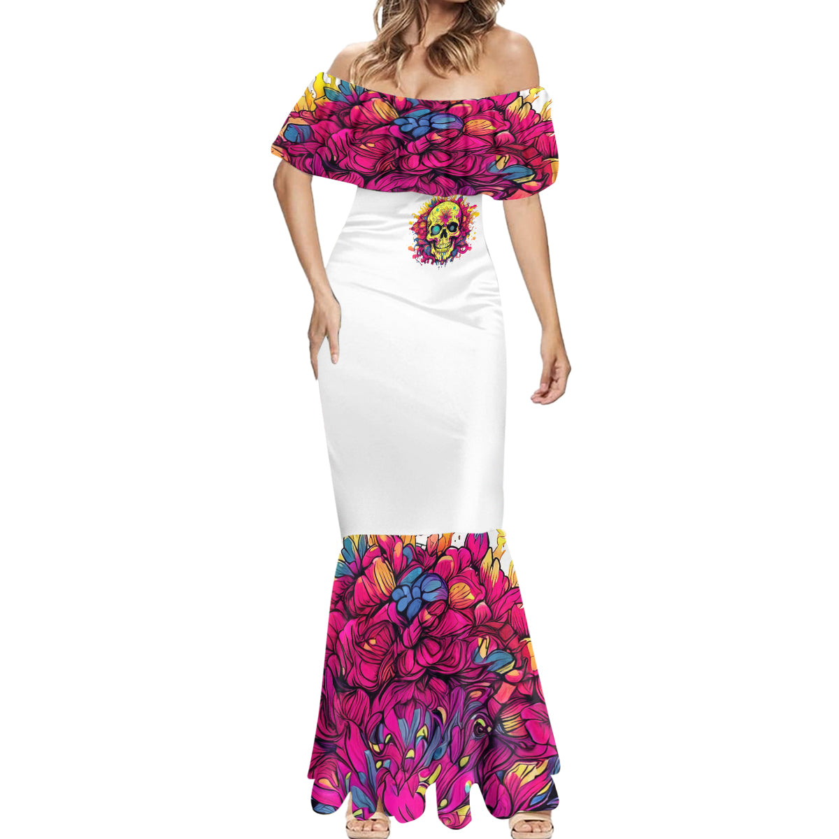 Flower Skull Mermaid Dress Judge Me When You're Perfect Otherwise Shut Up