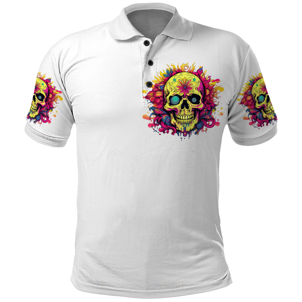 Flower Skull Polo Shirt Judge Me When You're Perfect Otherwise Shut Up