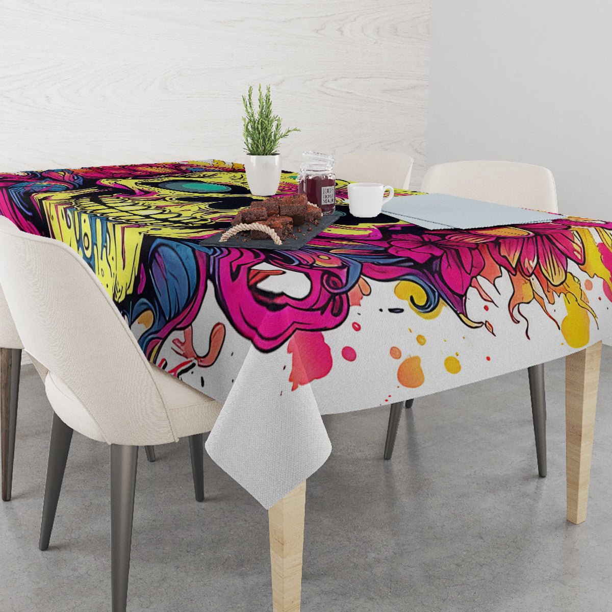 Flower Skull Tablecloth Judge Me When You're Perfect Otherwise Shut Up