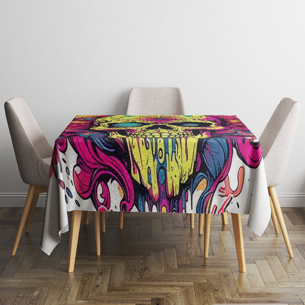 Flower Skull Tablecloth Judge Me When You're Perfect Otherwise Shut Up