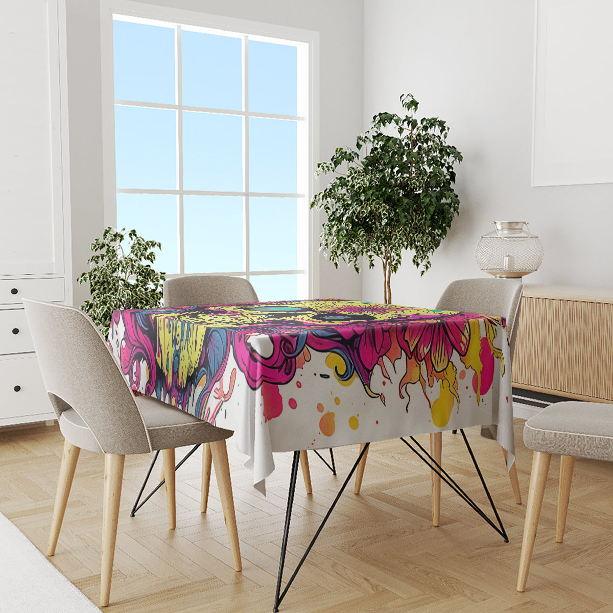Flower Skull Tablecloth Judge Me When You're Perfect Otherwise Shut Up