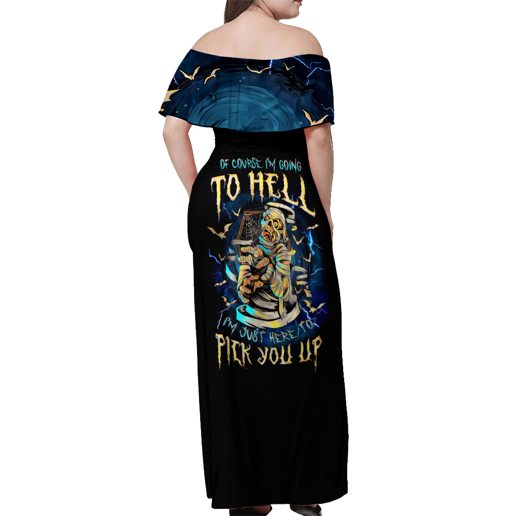 Mummy Skull Off Shoulder Maxi Dress I'm Going To Hell to Pick You Up