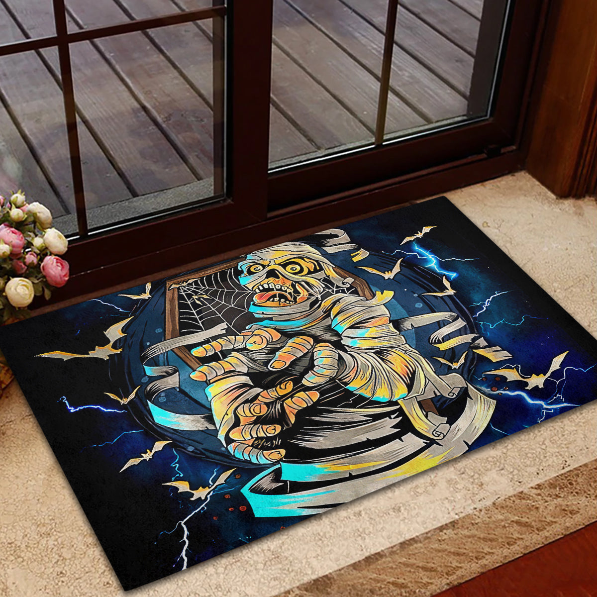 Mummy Skull Rubber Doormat I'm Going To Hell to Pick You Up