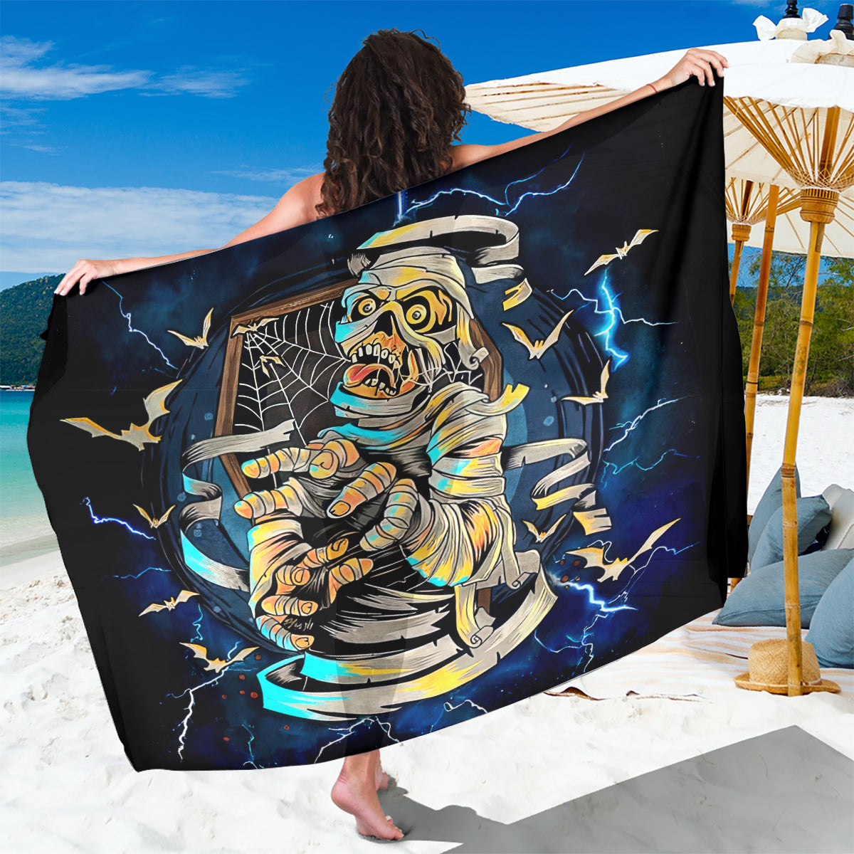 Mummy Skull Sarong I'm Going To Hell to Pick You Up