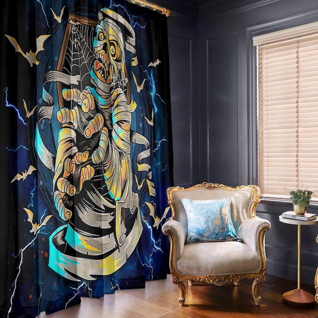 Mummy Skull Window Curtain I'm Going To Hell to Pick You Up