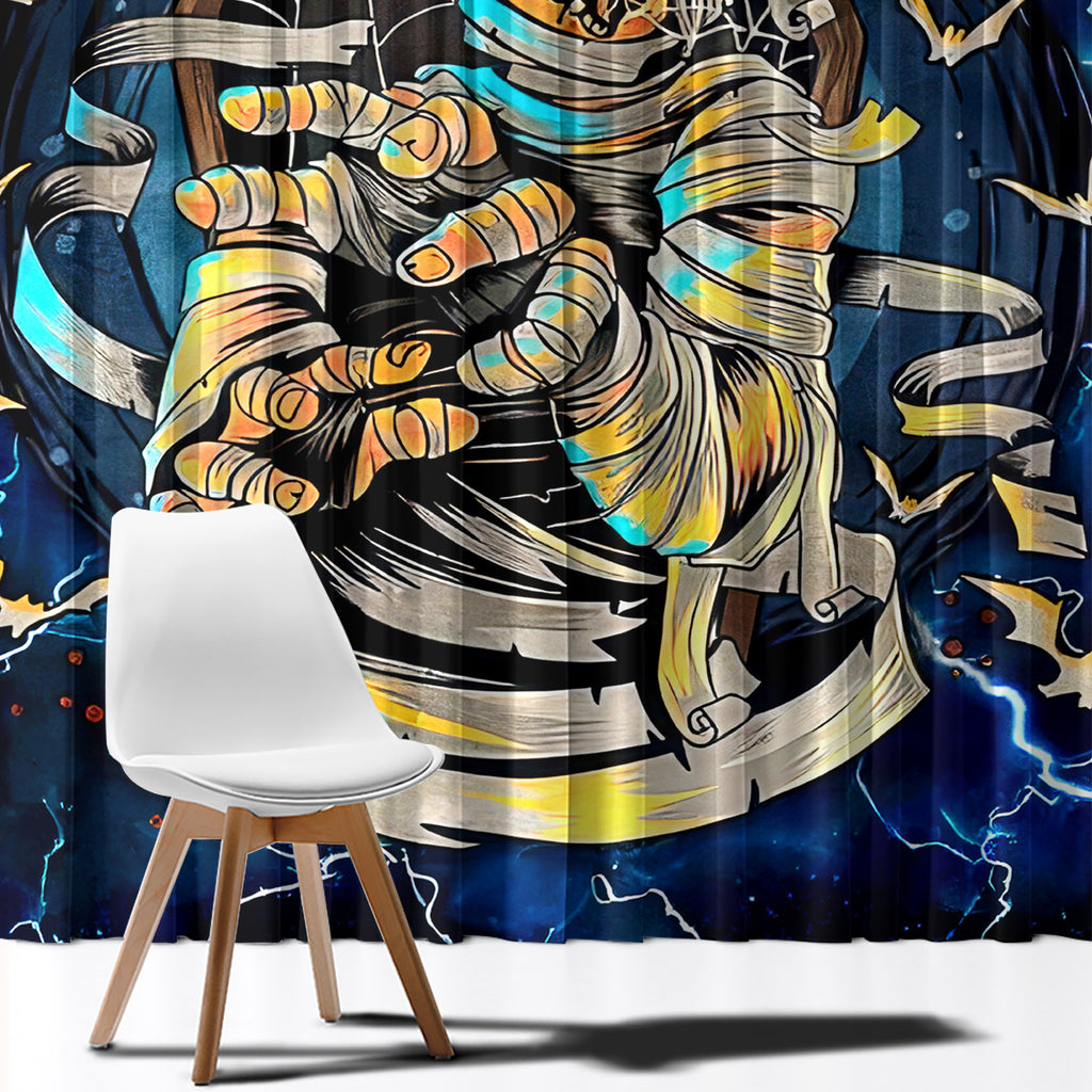 Mummy Skull Window Curtain I'm Going To Hell to Pick You Up
