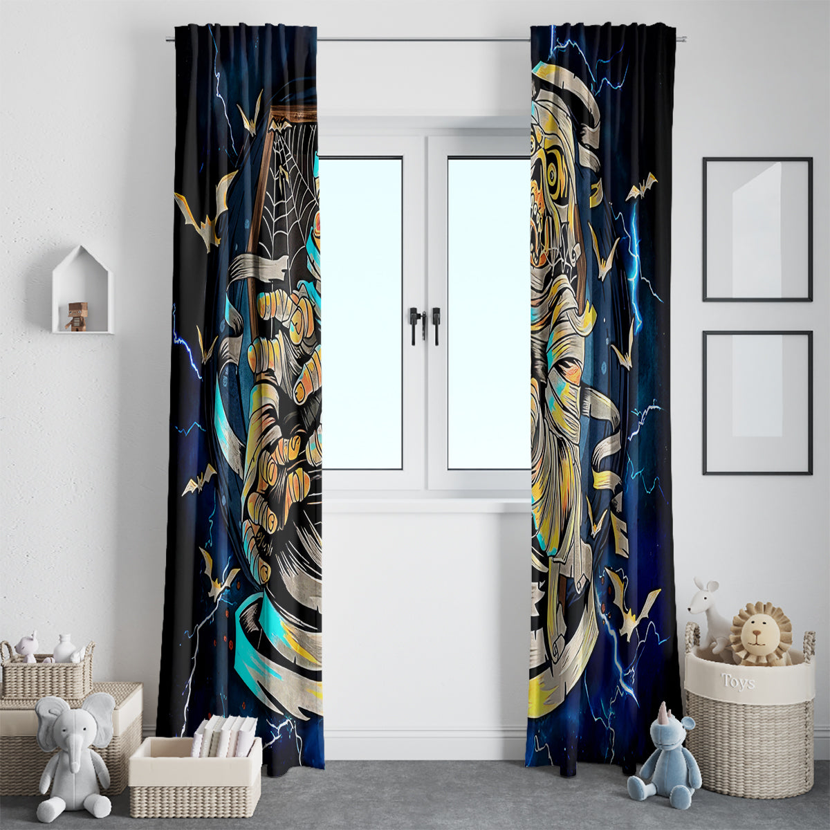 Mummy Skull Window Curtain I'm Going To Hell to Pick You Up