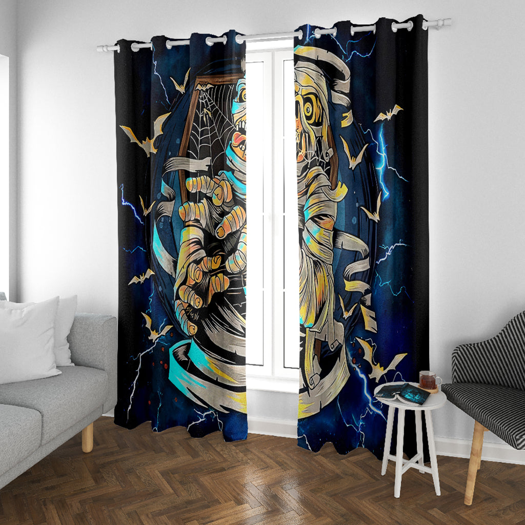 Mummy Skull Window Curtain I'm Going To Hell to Pick You Up