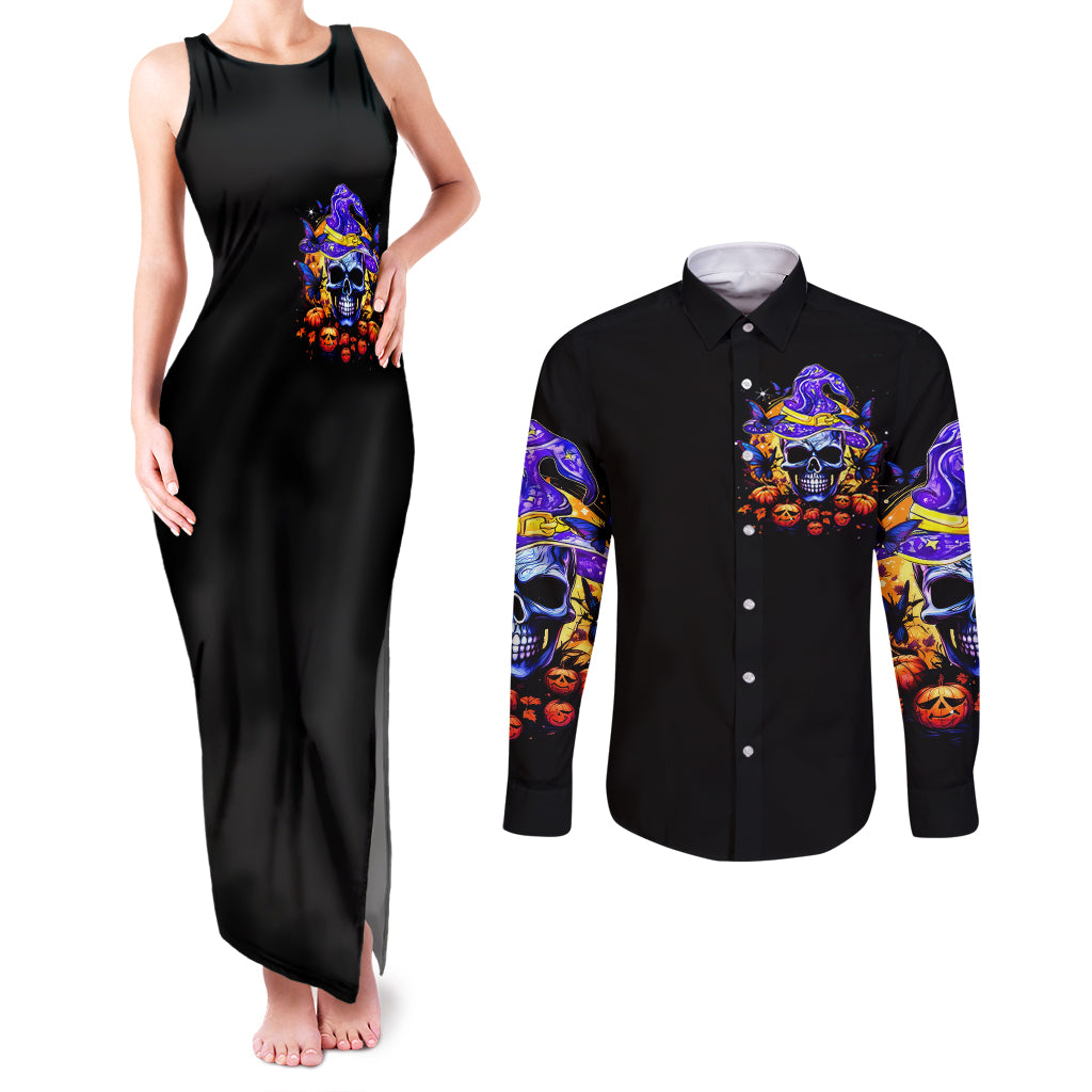 halloween-skull-couples-matching-tank-maxi-dress-and-long-sleeve-button-shirts-please-excuse-my-resting-witch-face