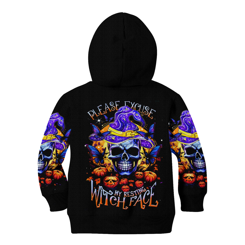 Halloween Skull Kid Hoodie Please Excuse My Resting Witch Face