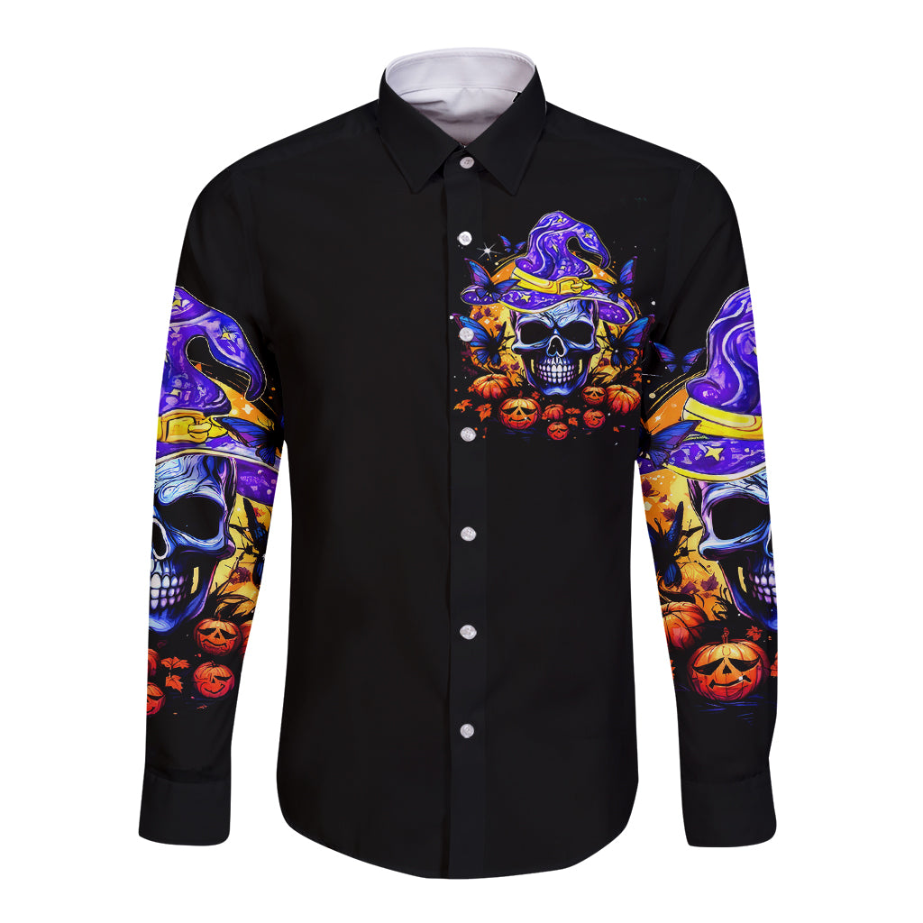 halloween-skull-long-sleeve-button-shirt-please-excuse-my-resting-witch-face