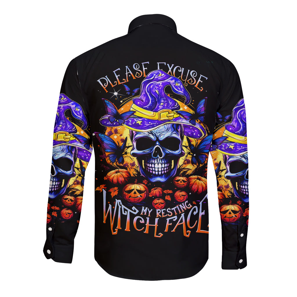halloween-skull-long-sleeve-button-shirt-please-excuse-my-resting-witch-face
