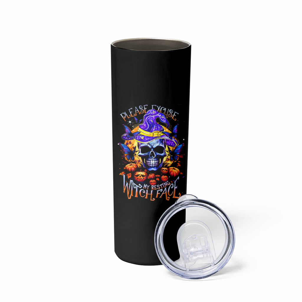 Halloween Skull Skinny Tumbler Please Excuse My Resting Witch Face