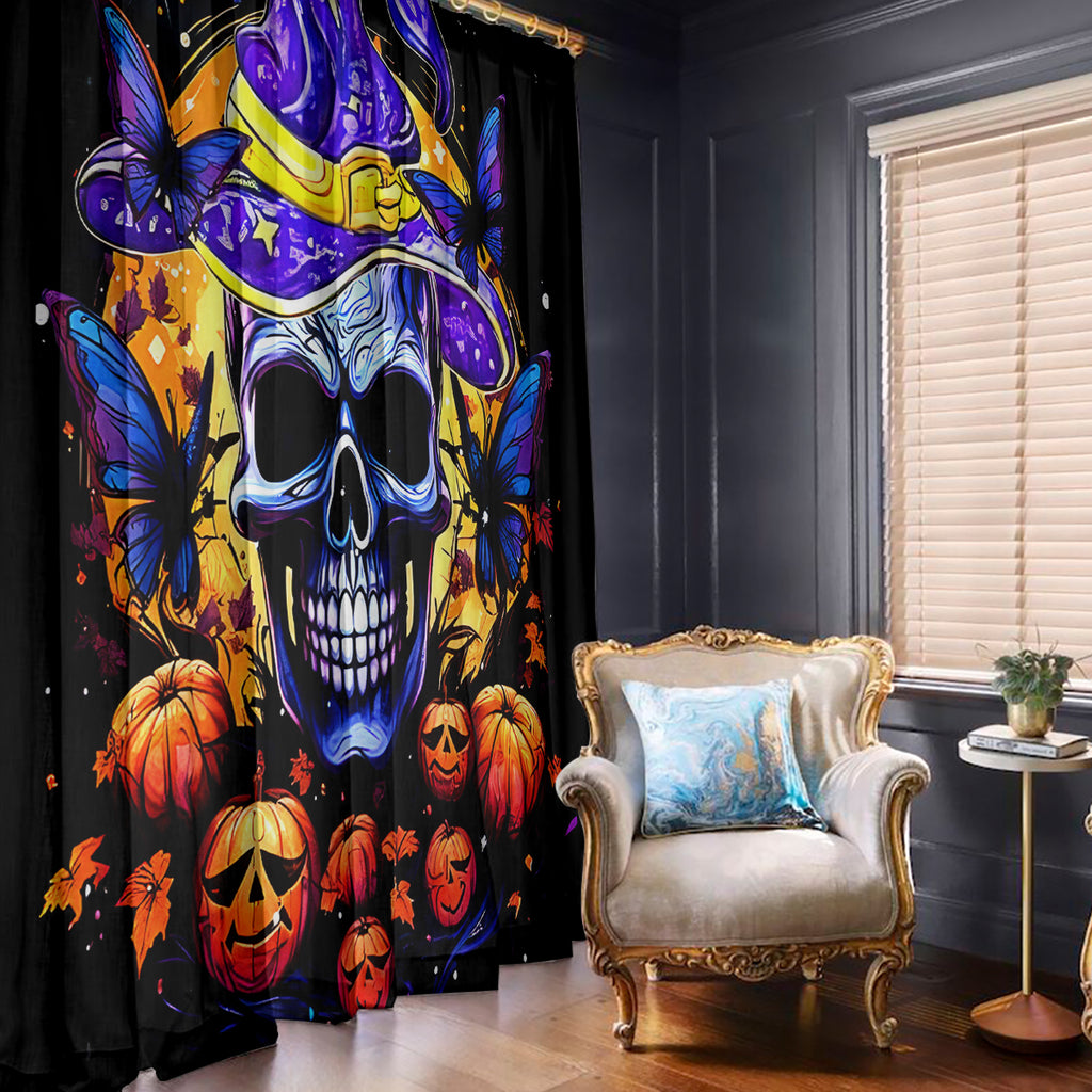 Halloween Skull Window Curtain Please Excuse My Resting Witch Face
