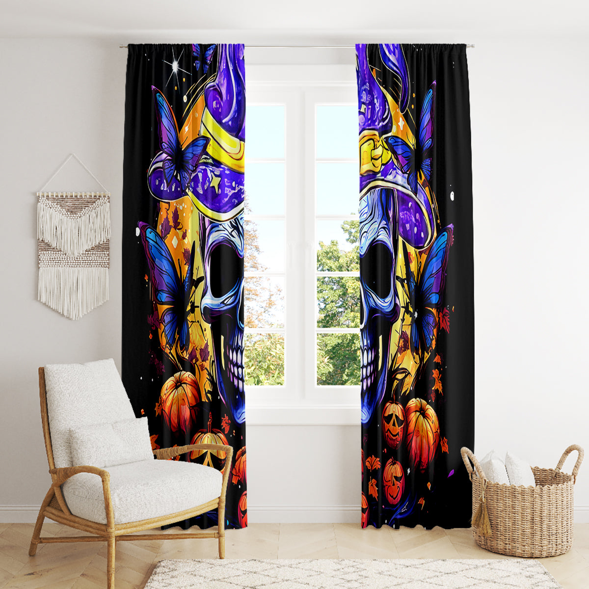 Halloween Skull Window Curtain Please Excuse My Resting Witch Face