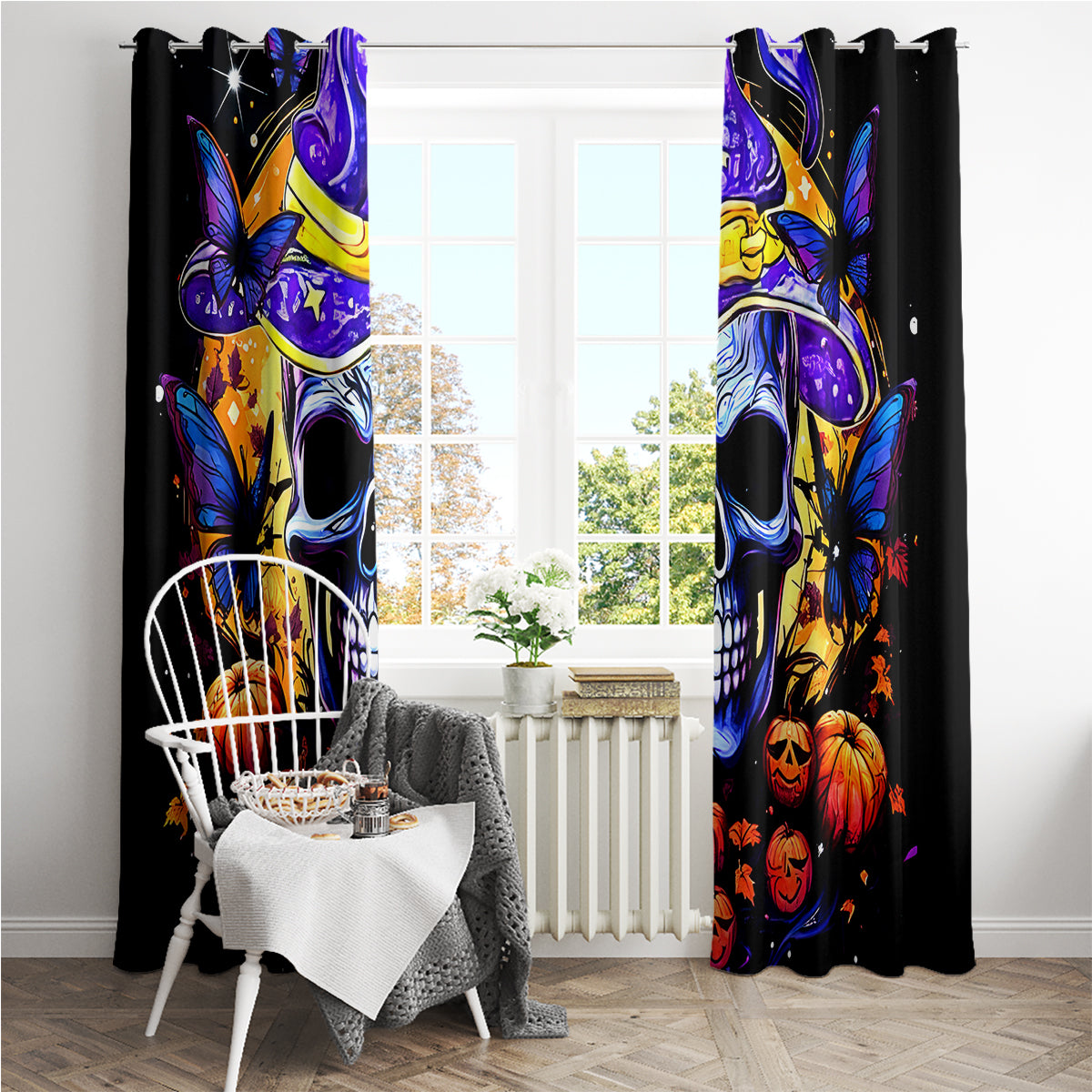 Halloween Skull Window Curtain Please Excuse My Resting Witch Face