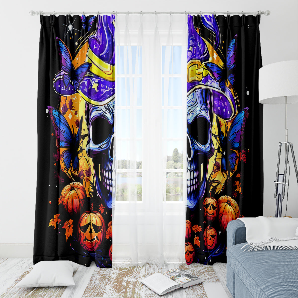 Halloween Skull Window Curtain Please Excuse My Resting Witch Face