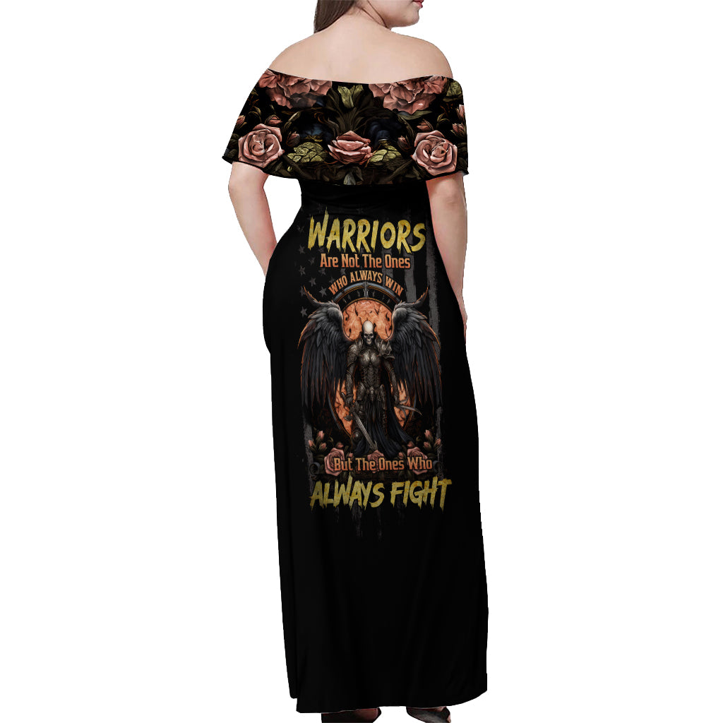 Warrior Skull Off Shoulder Maxi Dress Warriors Are The One Who Always Fight