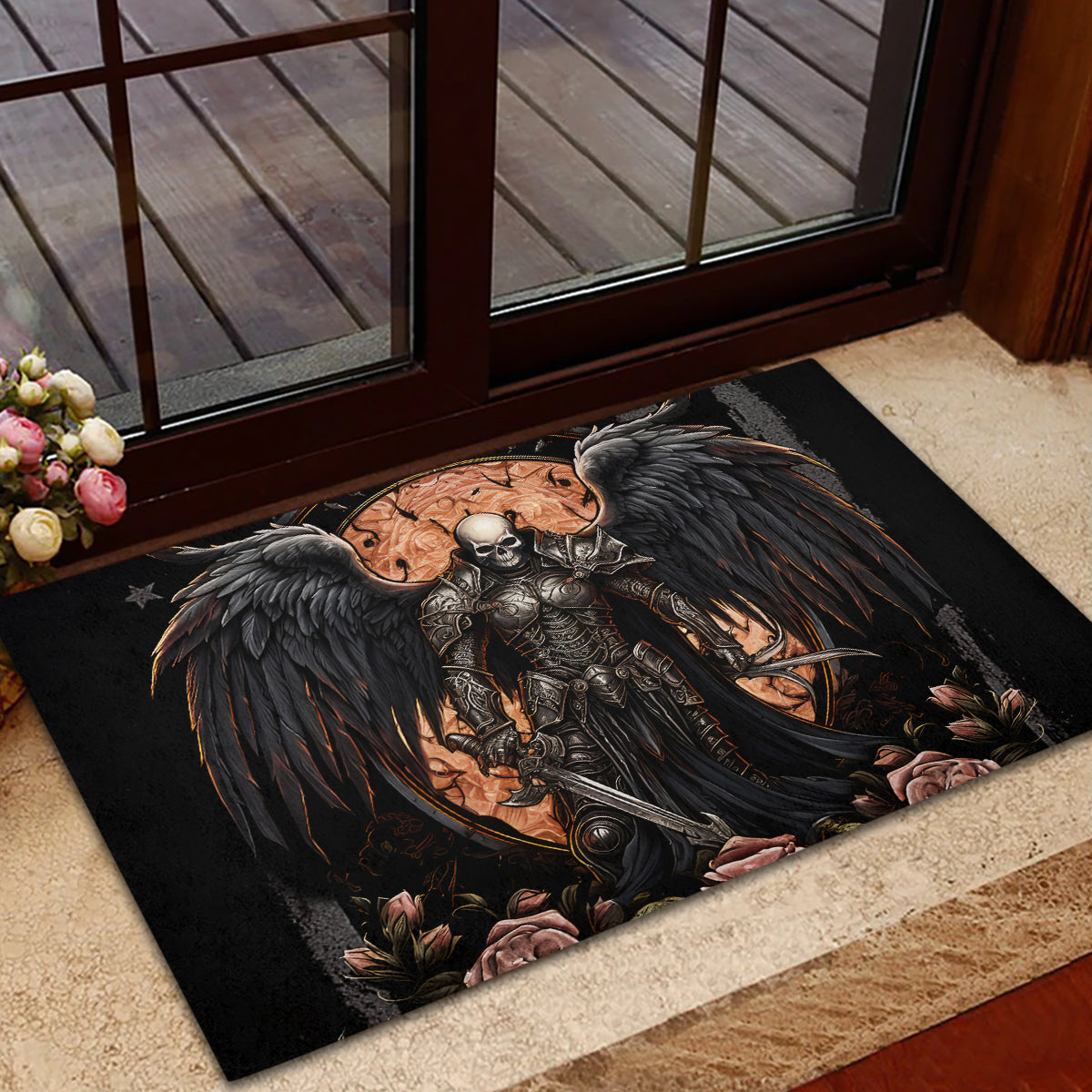 Warrior Skull Rubber Doormat Warriors Are The One Who Always Fight