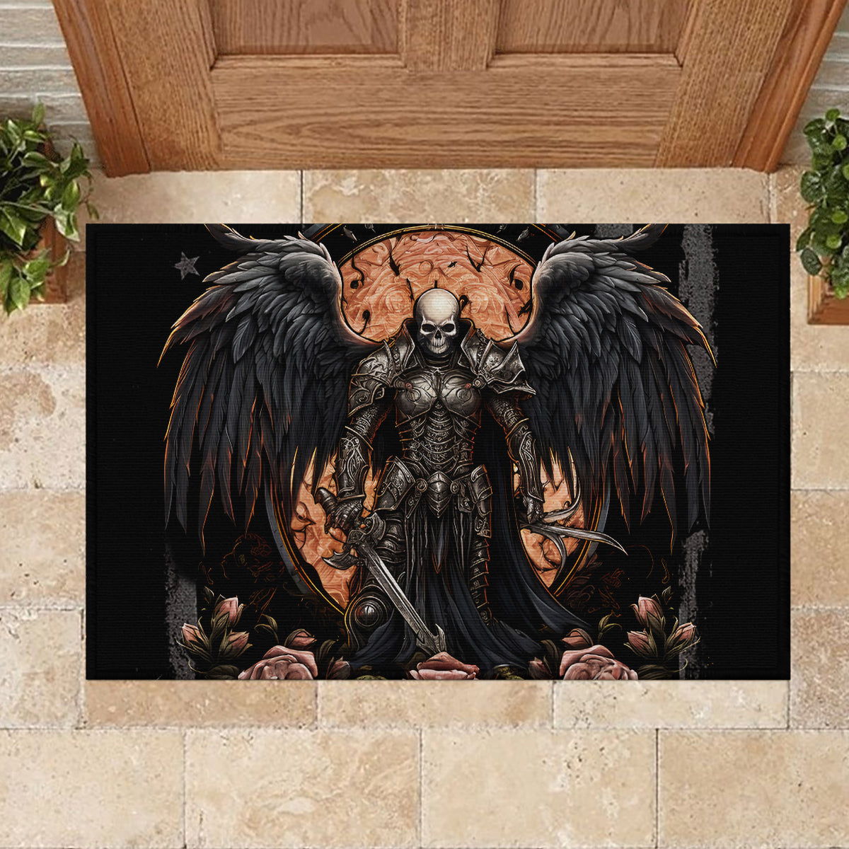 Warrior Skull Rubber Doormat Warriors Are The One Who Always Fight