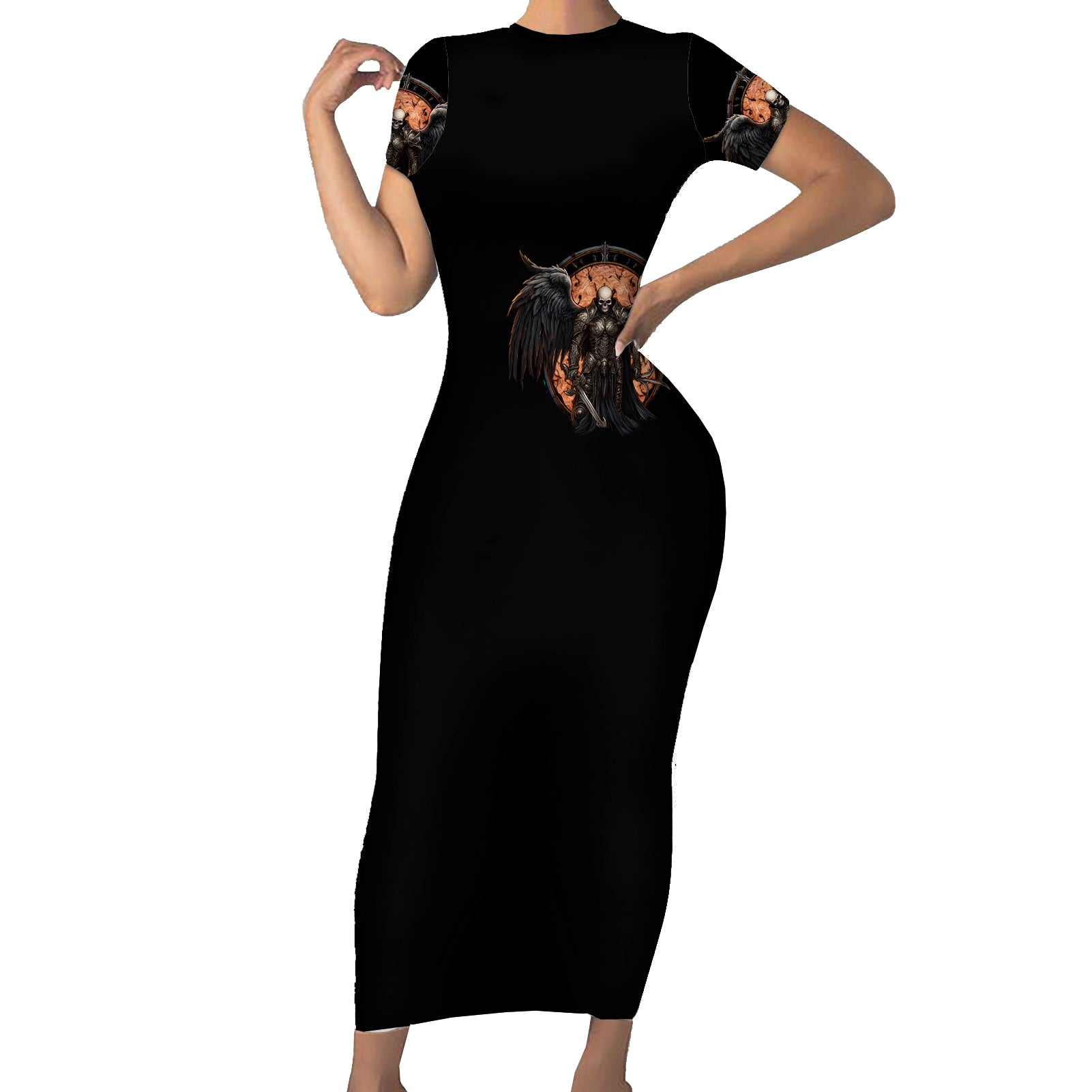 warrior-skull-short-sleeve-bodycon-dress-warriors-are-the-one-who-always-fight