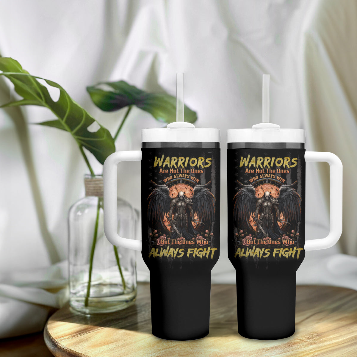 Warrior Skull Tumbler With Handle Warriors Are The One Who Always Fight