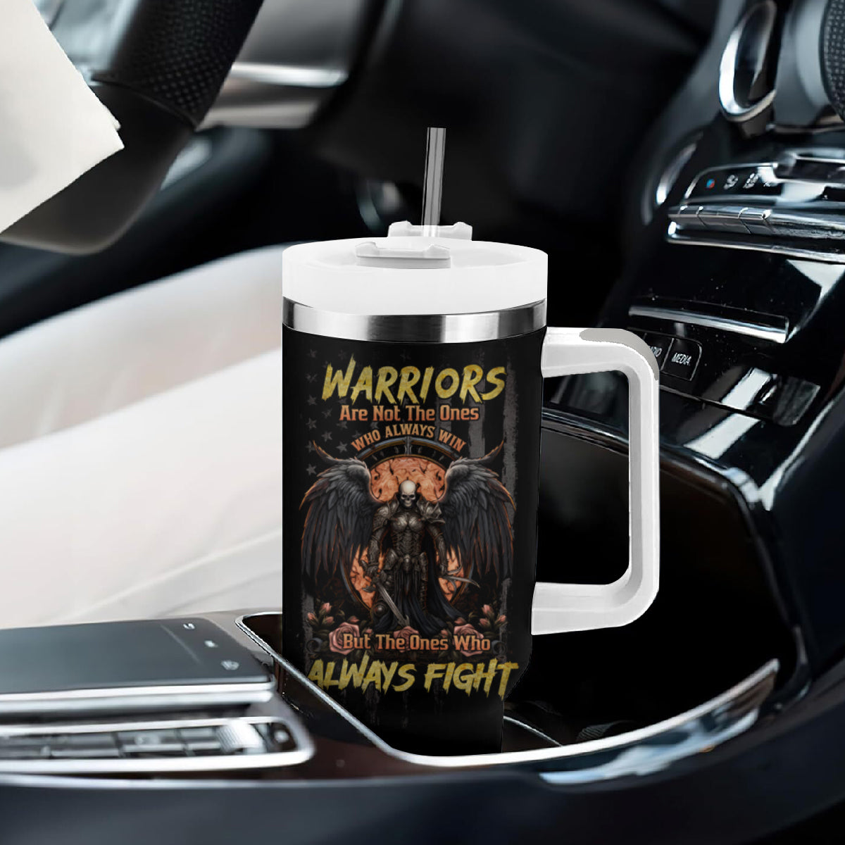 Warrior Skull Tumbler With Handle Warriors Are The One Who Always Fight