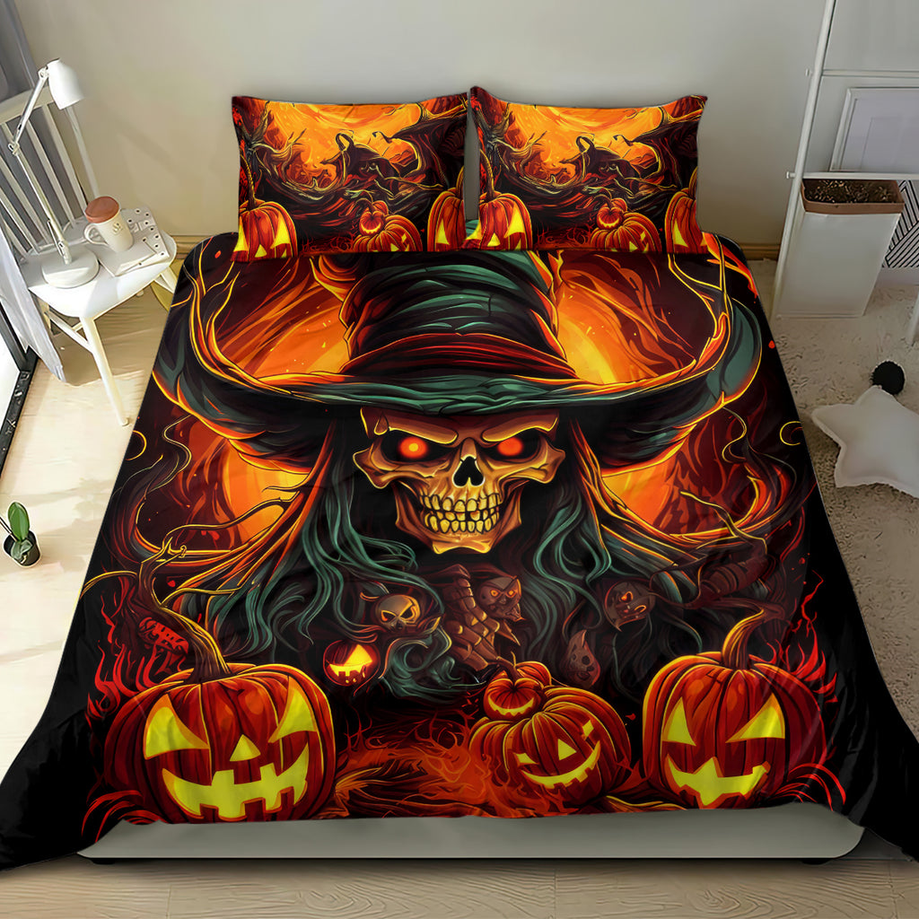 Witch Skull Bedding Set Witches With Hitches