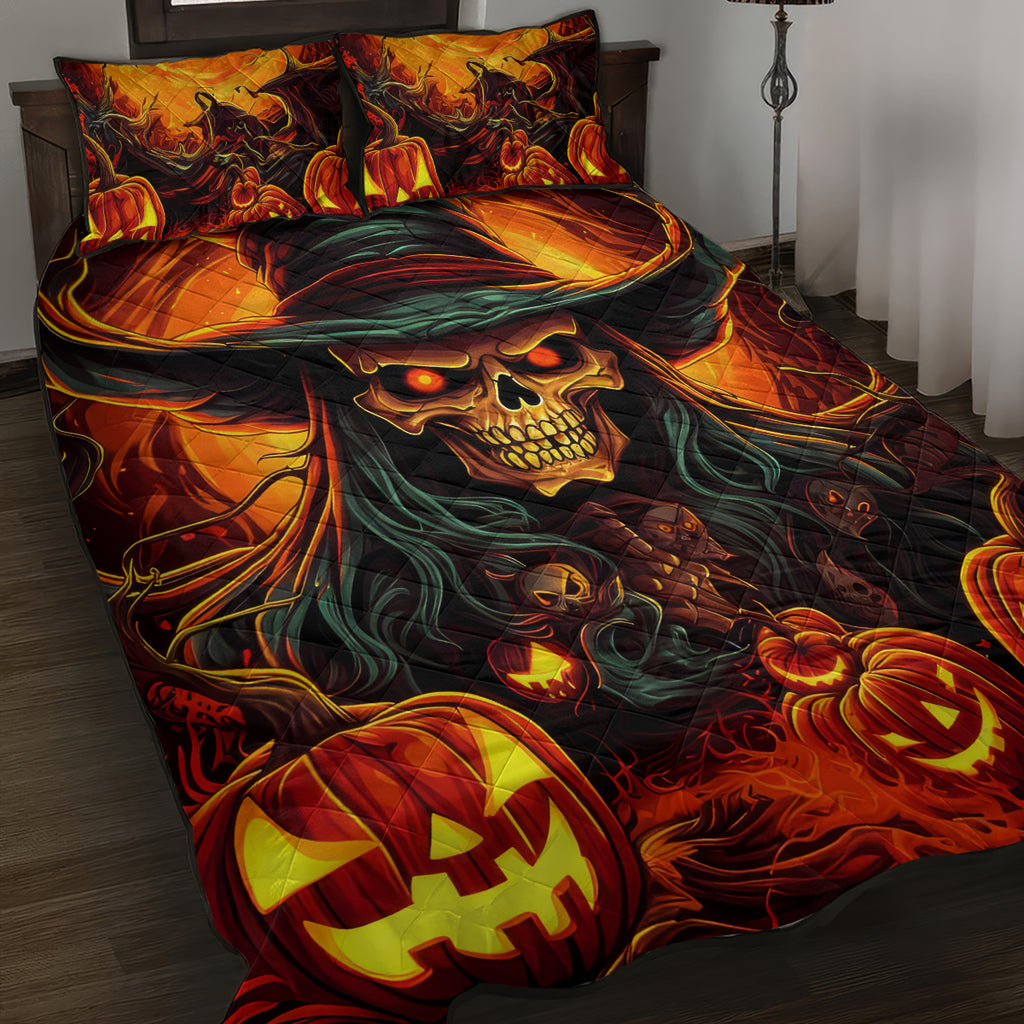 Witch Skull Quilt Bed Set Witches With Hitches