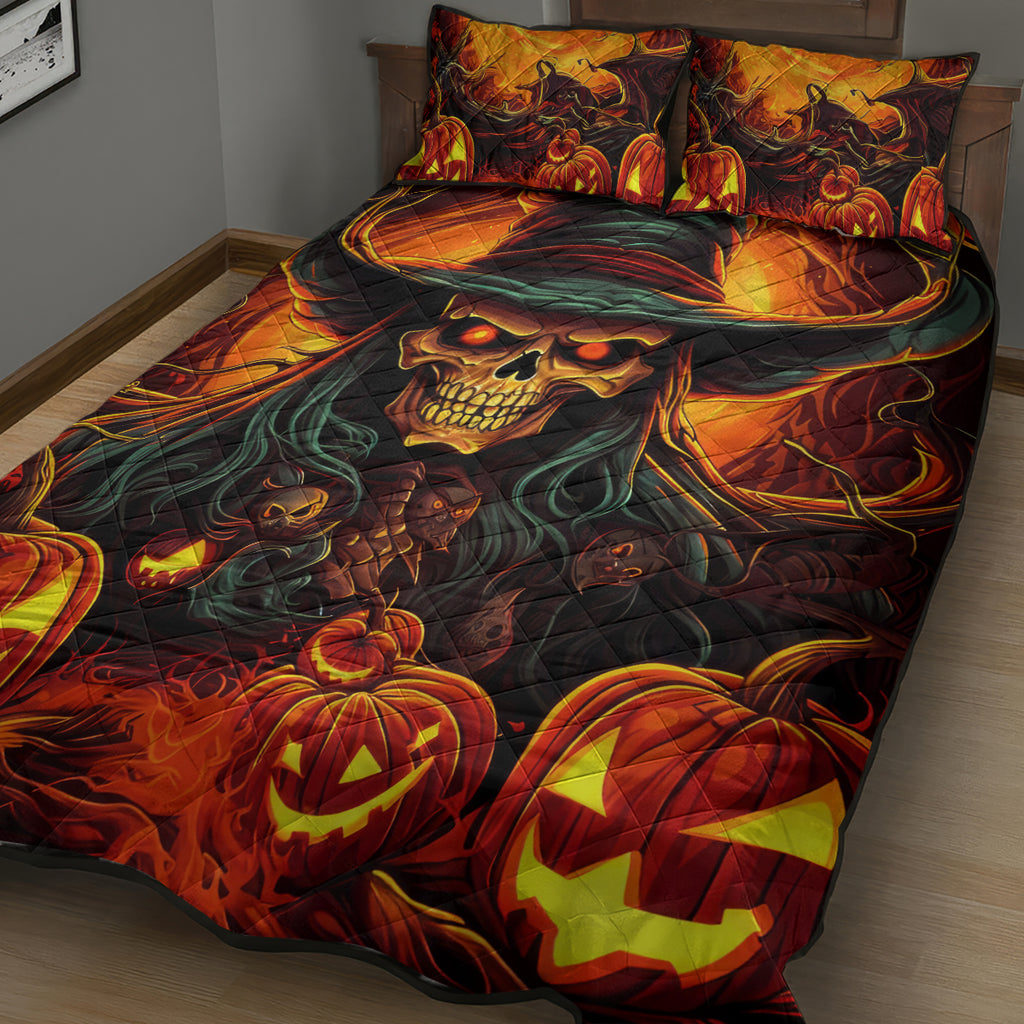 Witch Skull Quilt Bed Set Witches With Hitches