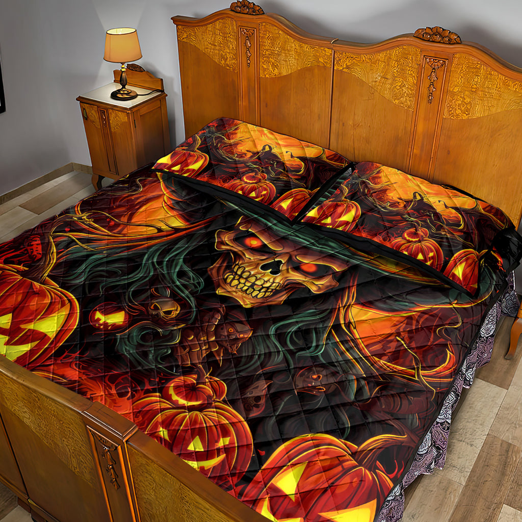 Witch Skull Quilt Bed Set Witches With Hitches