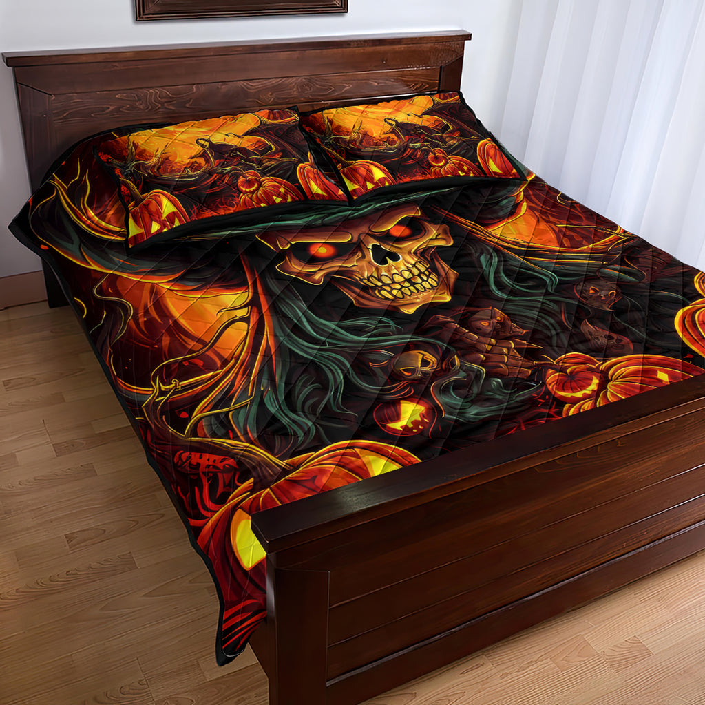 Witch Skull Quilt Bed Set Witches With Hitches