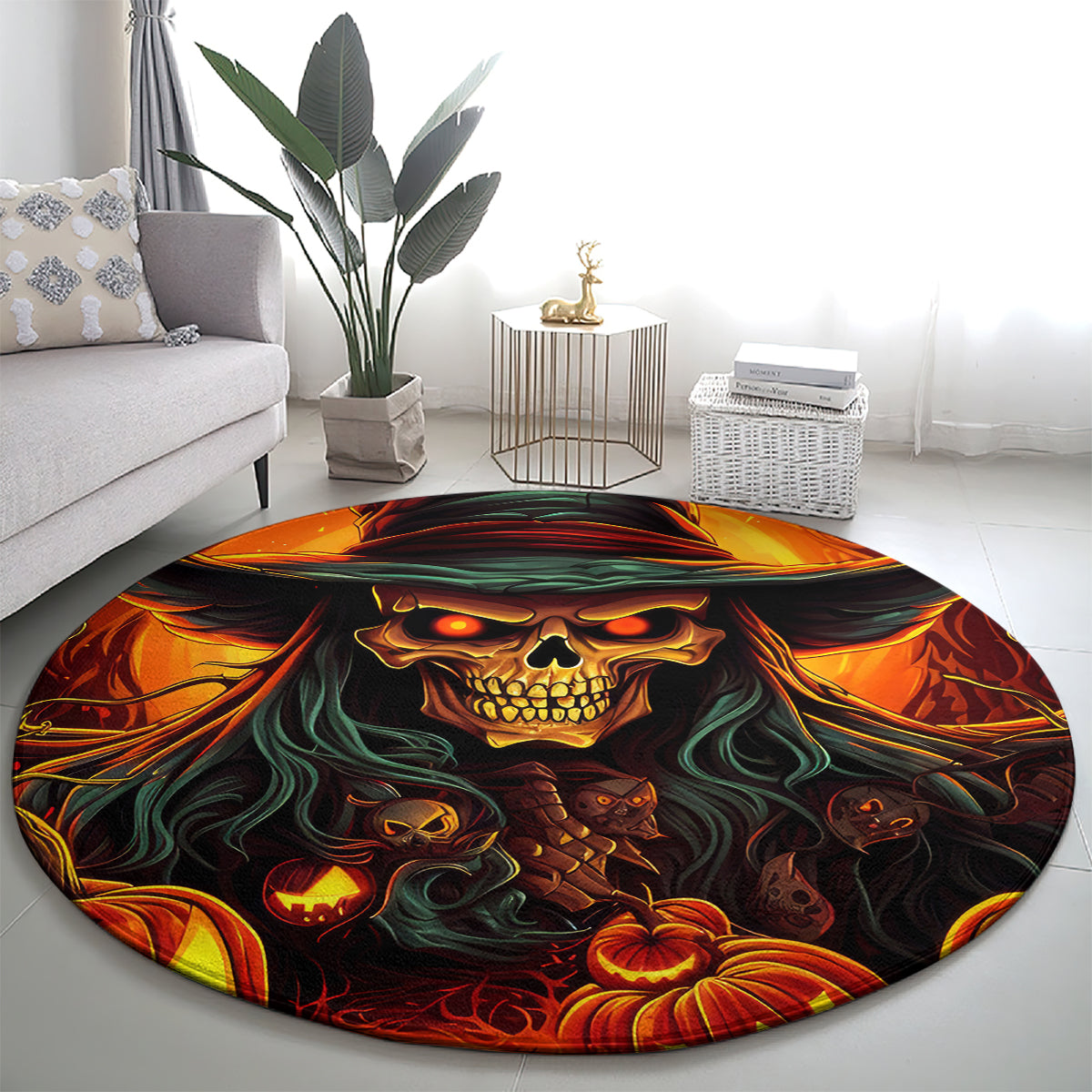 Witch Skull Round Carpet Witches With Hitches