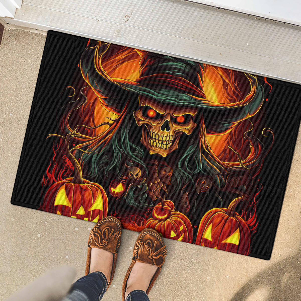 Witch Skull Rubber Doormat Witches With Hitches