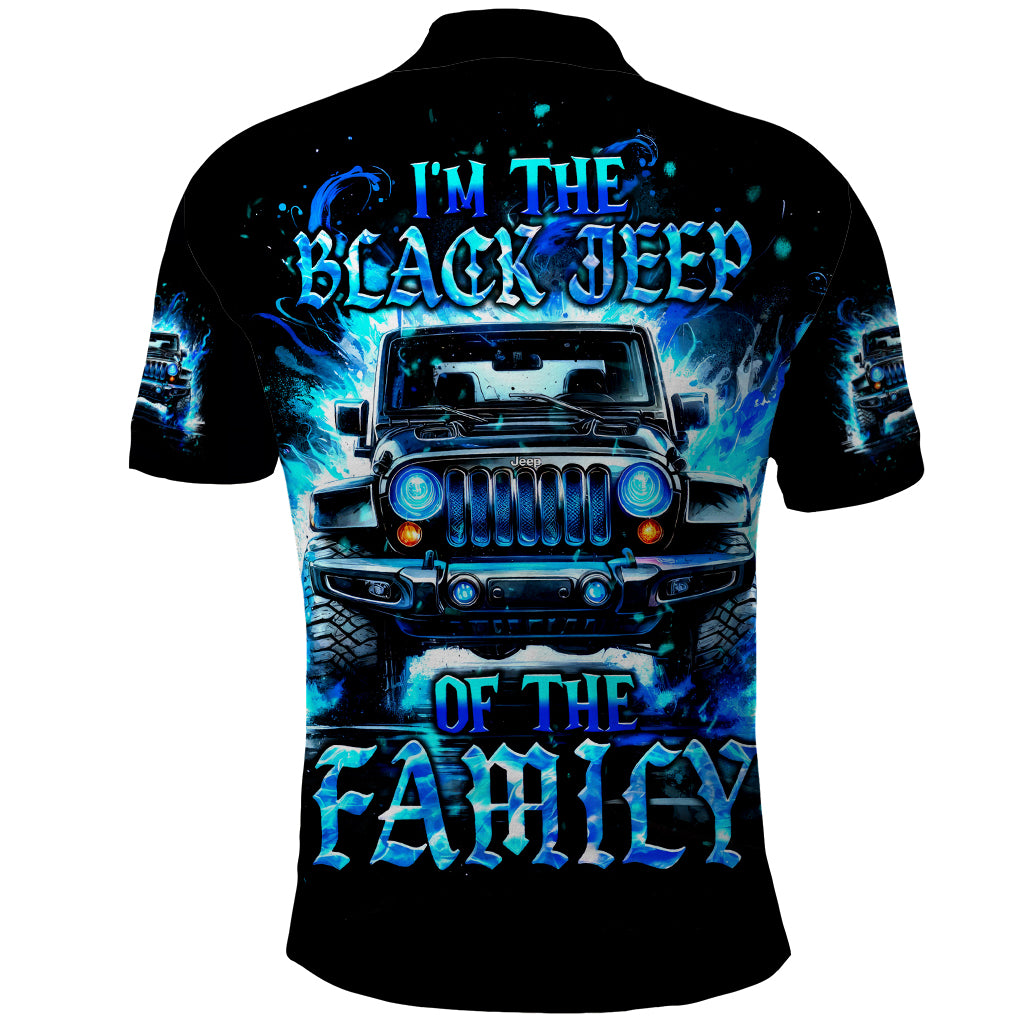 Flame Jeep Polo Shirt I'm The Black Jeep Of The Family